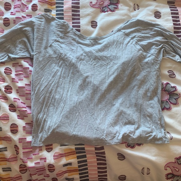 Fabletics Heather Gray Open Back Twist Top - Picture 2 of 4
